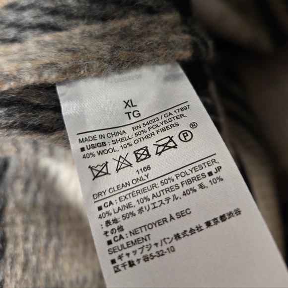 Banana Republic Double Face Wool Blend Tie Waist Wrap Coat White Plaid XL - Picture 7 of 10